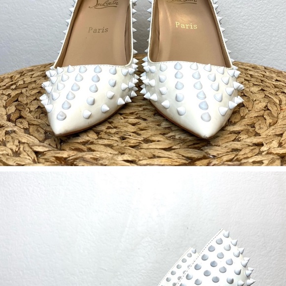 Christian Louboutin pigalle white studded spike heels - Picture 3 of 5